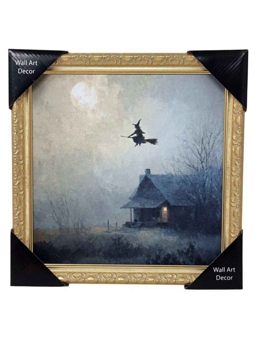 Halloween Witch Cloudy Moonlit Night 14x14 Wall Art